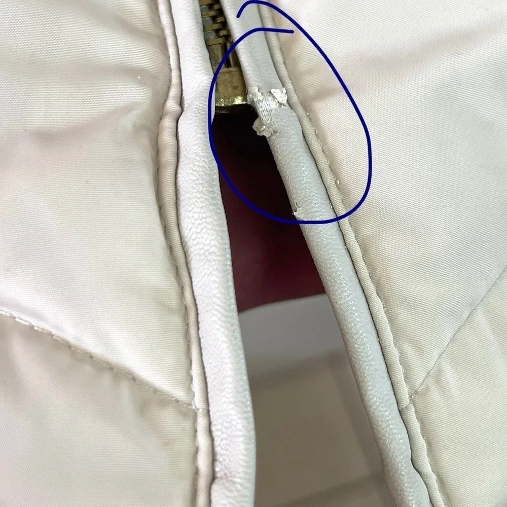 Jones New York Women's Cream Quilted‎ Faux Fur Hood Puffer Coat Size S